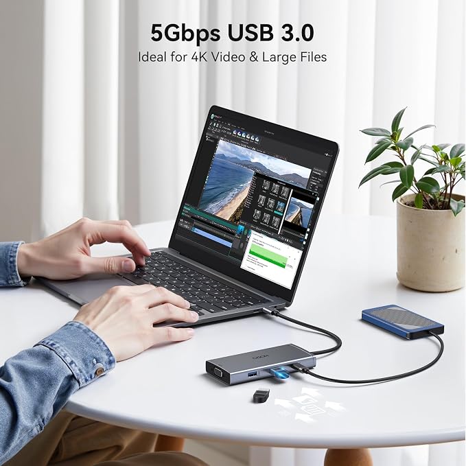 Laptop Docking Station 4 Monitors, 9 in 1 Docking Station Dual Monitor for Dell HP, USB C Docking Station 3 Monitor to 2 HDMI,DP,VGA,3 USB,PD,100W PD,Ethernet, USB C Hub Dock Adapter for Surface