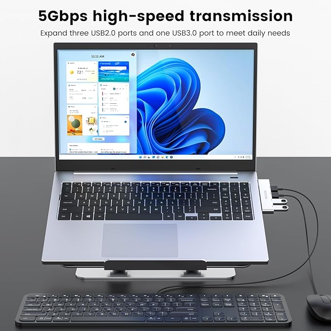 MOGOOD USB 3.0 Hub, Ultra-Slim 4-Port Expander – No Cable, Stays Flush with Laptop – Expand Ports for Keyboard, Mouse, Flash Drive, Printer (Right Side)