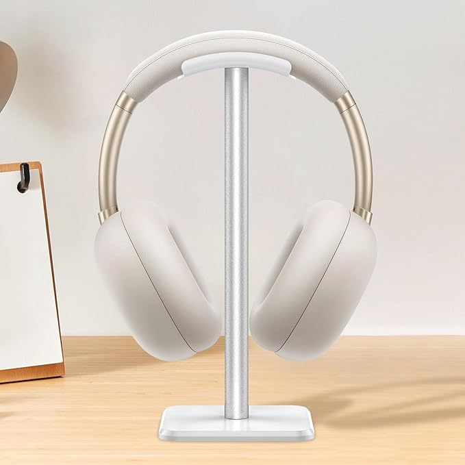 Headphone Stand, Detachable Headphone Holder, Universal Gaming Headset Holder, Space Saving Headset Stand for Desk, Headphone Holder Stand for Most Wired and Wireless Headphones (White)