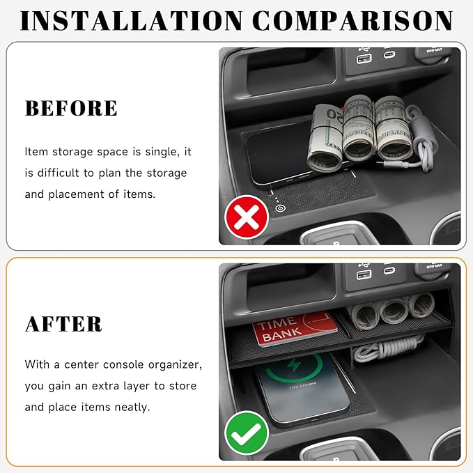 4PCS Center Console Organizer Compatible with Honda 2023-2025 2026 Pilot & 2026 Passport Accessories Armrest Divider Hidden Storage Box Organizer Divider Compartment Tray