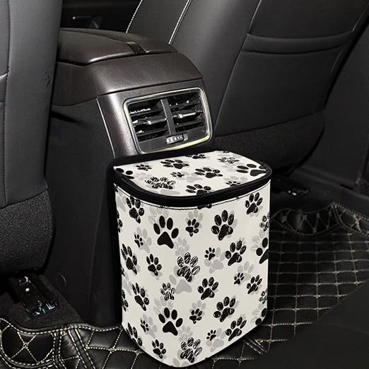 Biyejit Dog Paws Car Trash Can Automotive Garbage Cans Waste Basket, Leak-Proof Cars Trash Bin, Trash Hanging Car Accessories Interior Organizer Bag Easy-to-Install