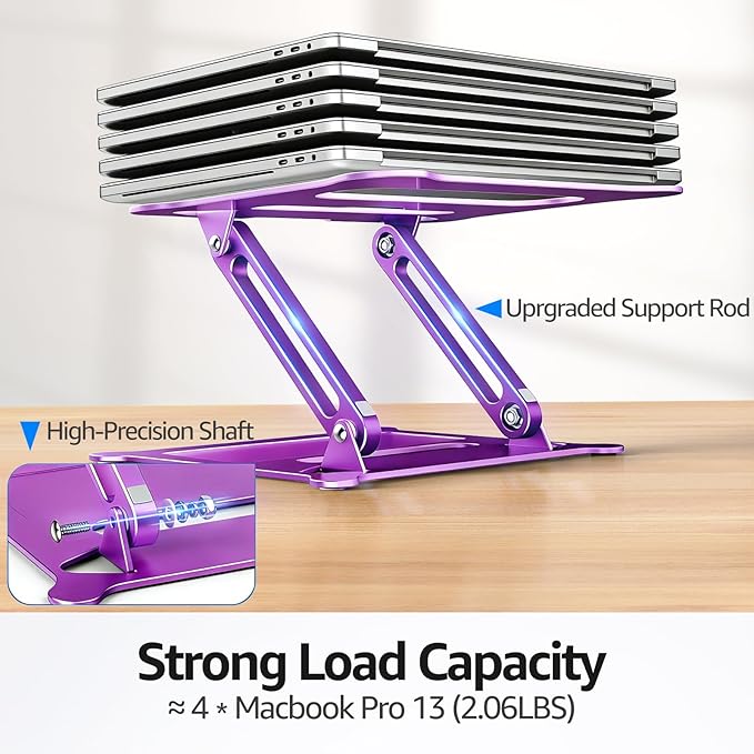 Urmust Laptop Notebook Stand Holder Adjustable Laptop Stand Portable Computer Riser Compatible with MacBook Air Pro HP Dell XPS Lenovo All Laptops 10-15.6"(Purple)