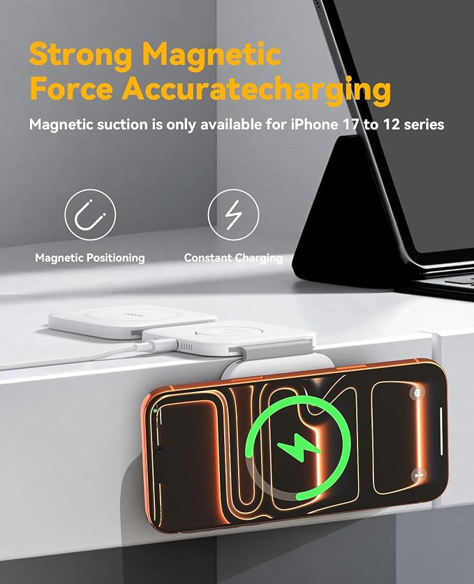 25W 3 in 1 Charging Station for Apple Multiple Devices, Foldable Magnetic Fast Wireless Charger Dock, Travel Charging Pad for iPhone 17 16 15 14 13 12 Pro Max Plus Apple Watch Series & AirPods