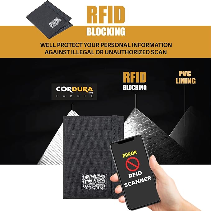 Rough Enough Passport Wallet, Holds 4 Passports, Cordura Black | For international travel, family.Slim design fits passport, Heavy-duty nylon fabric with ItYKK zipper, Compact lightweight