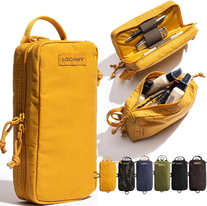 LOCHBY® Venture Pouch | Multipurpose Tactical Tool Bag | Water Resistant Waxed Canvas | Dual-Sided Zipper Pouch | for Motorcycle, Bike, EDC, Pen, Pencil, Art, Tech & Travel