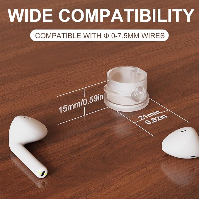 Cord Organizer Holder Clips 12 Pack 360° Rotatble Spring Cable Management Hide Phone Charging Cable Keeper Strong Adhesive Wire Charger Holder for Home Car Office Nightstand Desk (Clear)