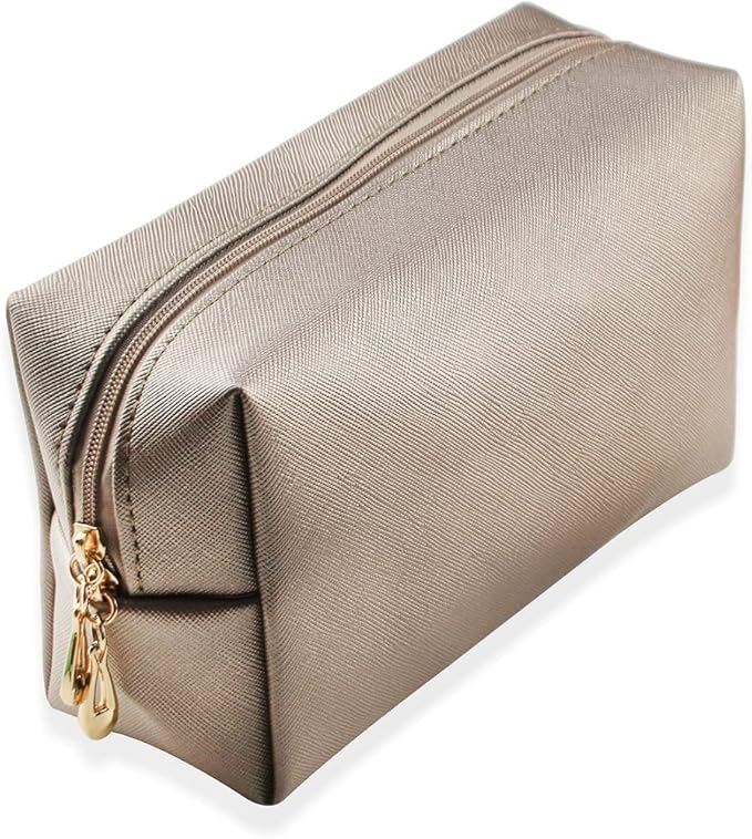 Small Makeup Bag Portable Cosmetic Bag for Women Makeup Pouch Waterproof Toiletry Bag for Travel (Grayish brown, Normal)