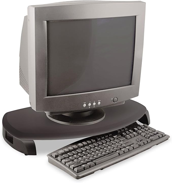 CRT/LCD Stand with Keyboard Storage, 23 x 13 1/4 x 3, Black