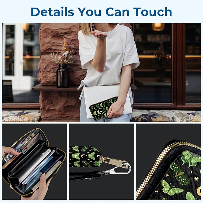 Wristlet Wallet for Women, RFID Blocking Phone Wallet, Large Capacity Zip Around Clutch, Fits iPhone 15 Pro Max, Travel Organizer Purse