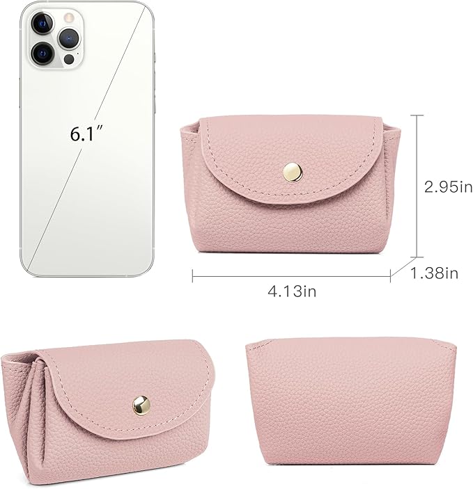 SENDEFN Leather Coin Purse for Women Small 3 Cash Change Pouch Holder Wallets