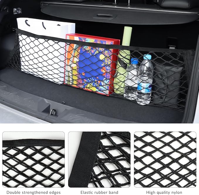MARCHFA Car Rear Trunk Cargo Net Compatible for 2024 2025 2026 Subaru Impreza Crosstrek Accessories Cargo Storage Organizer Mesh Net