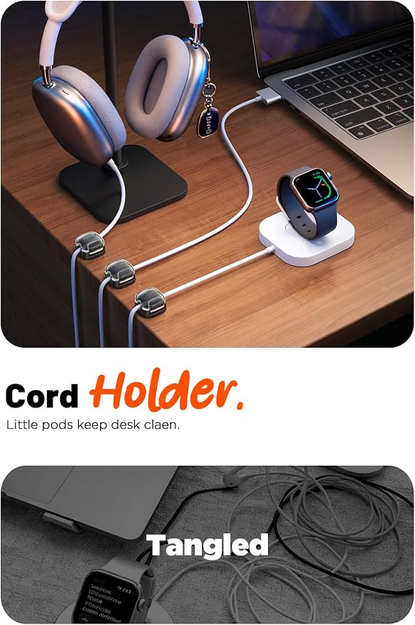 Cable Clips,12 Pack Cord Holder Cord Organizer [1s Lock & Strongest Adhesive] Spring Cord Clips Phone Charger Wire Desk Cable Management Nightstand Home Office School Decor Women Cute Desk Black