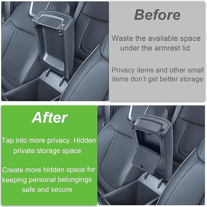 PIMCAR Center Console Hidden Organizer for Hyundai Santa Cruz 2025 2024 2023 2022 Armrest Hidden Storage Box Secret Compartment Press to Open and Close