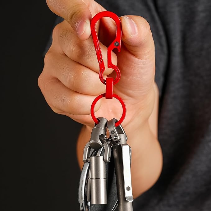 KeyUnity KM01 Titanium EDC Keychain Clip with Bottle Opener, Quick Release Carabiner Key Ring Holder for Men
