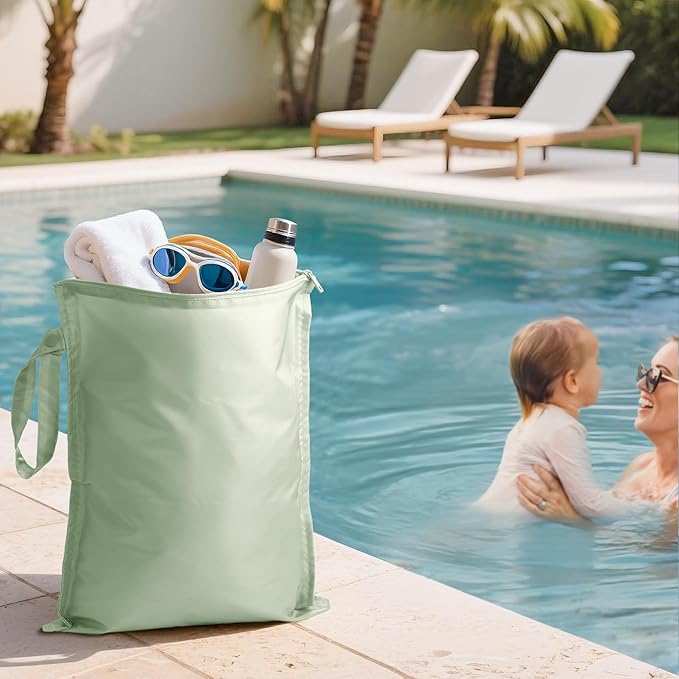 RelaxScene Wet Dry Bags Water Resistant - 2 Pack Reusable Waterproof Wet Dry Bag for Swimsuits & Baby Clothes - Leakproof Storage Pouch Bag for Travel & Baby Diaper - Travel Laundry Daycare Bags