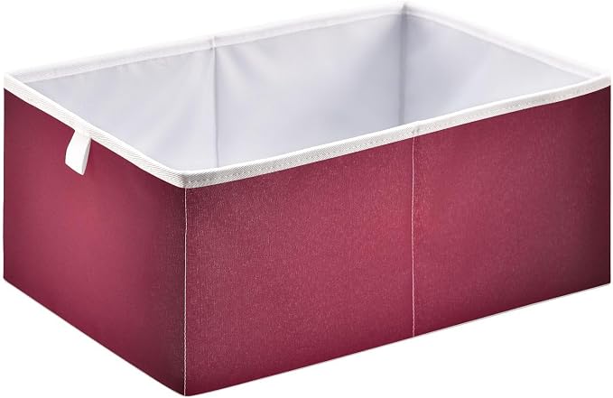 Red Solid Color Storage Baskets, 15.75x10.63x6.96 inch Foldable Decorative Fabric Storage Bins, Closet Organizer for Shelves, Clothes, Books & Bedroom Organization