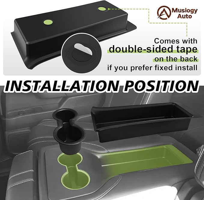 Muslogy Compatible with 2023-2025 2026 Honda Pilot Accessories Second Row Seat Armrest Organizer & Cup Holder Inserts for Rear Seat Interior Console Organizer Storage Tray and Drink Holder 2PCS Set