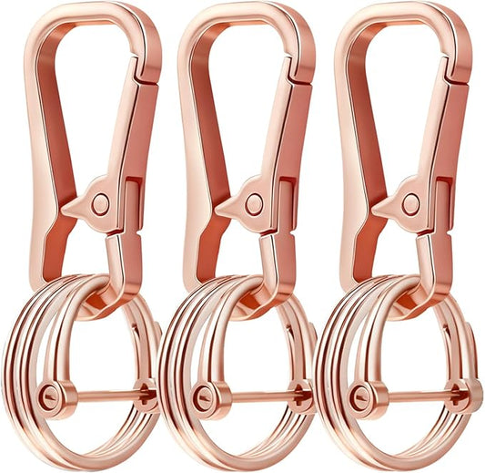 Metal Keychain Clip with Key Rings and D Ring, Heavy Duty Carabiner Key Chain Hook Holder for Car Home Keys