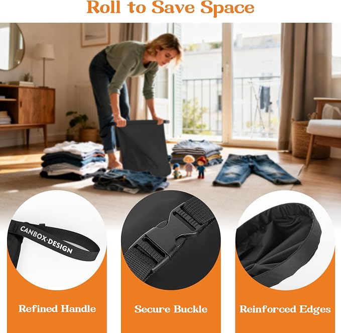 2-Pack Waterproof Travel Laundry Bags, Wet Dry Organizer to Block Odors & Prevent Suitcase Leaks, Roll-Up Dirty Clothes Pouch for Gym, Swim, Camping & Family Vacations