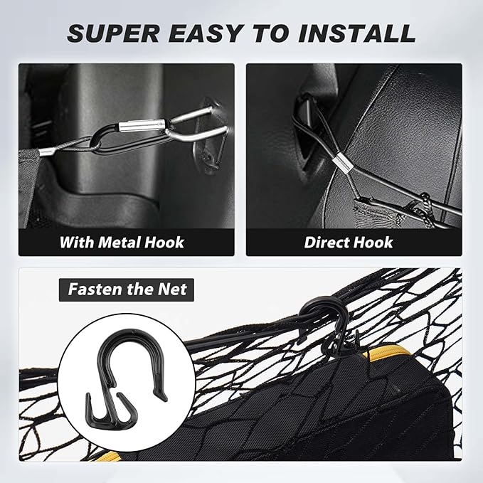 Karltys Envelope Style Cargo Net for Kia Sportage 2023 2024 2025 2026, Elastic Rear Trunk Cargo Net for 2025 Sportage Accessories Heavy Duty Nylon Mesh Storage Netting Organizer with Metal Hooks