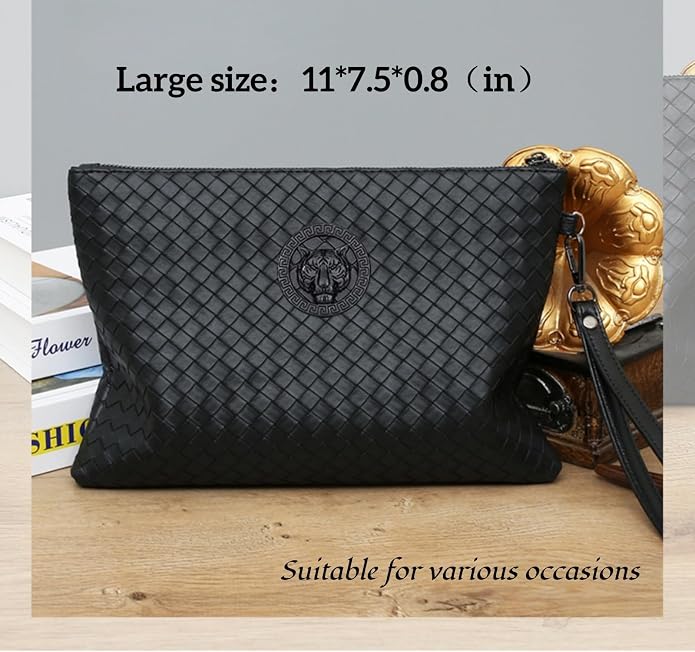 Mens Clutch Bag Man Purse Handbag 9.5-11 inches Large Hand Bag Big Clutch Wallet