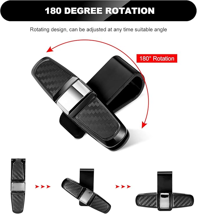 Boao 4 Pcs Sunglasses Holders for Car Sun Visor, Glasses Ticket Card Clip Mount Hanger, Double-Ends Clip 180 Degree Rotational Car Visor Accessories(Silver)