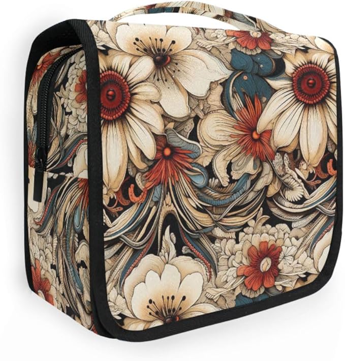 senya Hanging Travel Toiletry Bag Kit Boys Makeup Case Cosmetics Organizer for Men Women (3045 Retro Flowers)