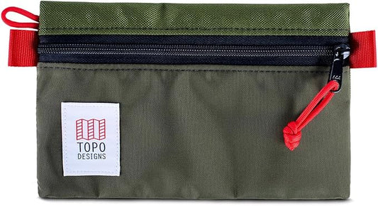 Topo Designs Accessory Bags, Travel Organizer Accessories for Smaller Items, Durable Storage Pouch, 3 Sizes, Fully Lined Pack Cloth (Small, Olive/Olive)
