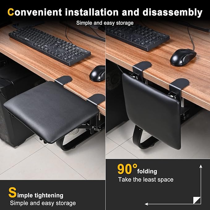 arm Rest for Desk Adjustable Arm Rest Support for arm Support for Computer Desk Ergonomic Desk Extender Rotating Mouse Pad Holder for Table Office Chair Desk