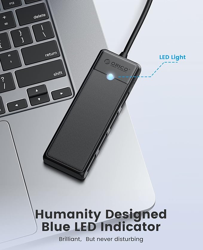 ORICO USB 3.0 Hub, 4-Port USB Hub with 3.3Ft Cable, Ultra Slim USB-Splitter for Laptop MacBook Pro, iMac, Surface Pro, XPS, PS5，PC, Flash Drive, Mobile HDD