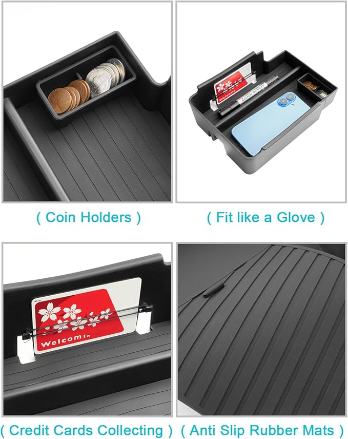 CDEFG 2Pcs for 2025 2026 Jeep Wagoneer S Center Console Organizer Compatible with 2025 2026 Jeep Wagoneer S Accessories Middle Console Armrest Storage Box Coin Holder