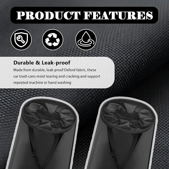 2026 New 2PCS Car Trash Bag Hanging,Large Capacity Car Trash Can with Elastic Opening & Leak-Proof Base,Detachable & Multi-Functional Cars Garbage Can as Cars Organizer Bag