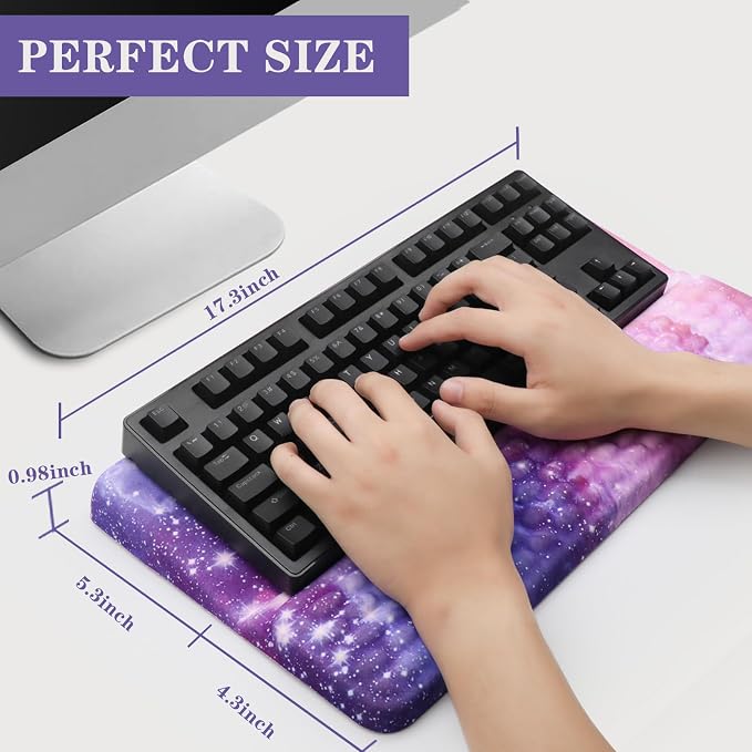 Ergonomic Keyboard Stand with Wrist Rest, Computer Wrist Support Pad, Tilted Keyboard Riser Holder Lift Tray with Wrist Pad, Easy Typing, Comfy Soft Memory Foam Desk Cushion for Office