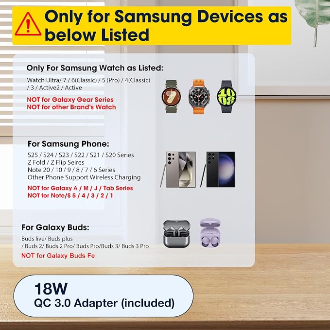 Wireless Charger for Samsung/Android, 6 in 1 Phone Nightstand Charging Station Charger with Alarm Clock/Night Light for Samsung S26/S25/S24 Ultra/Buds4,Watch Charger for Galaxy Watch 8/7/6/5