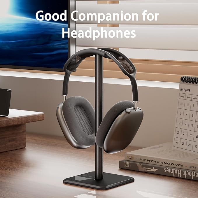 Headphone Stand - Headset Stand with Aluminum Hanger, Headphone Holder for AirPods Max, Sony, Bose, Beats and More (Black)