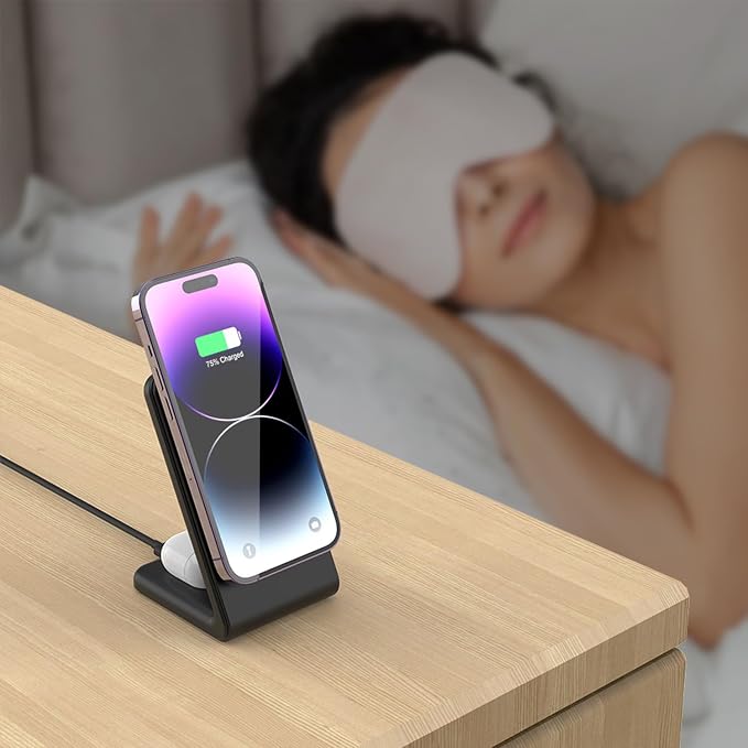 Magnetic Wireless Charger 2 in 1 - YMY 15W Qi Wireless Charging Station, Designed for MagSafe Charger Stand Compatible with iPhone 17/16/15/14/13/12/11 Pro/Pro Max Series, Airpods 4/3/2/Pro 2
