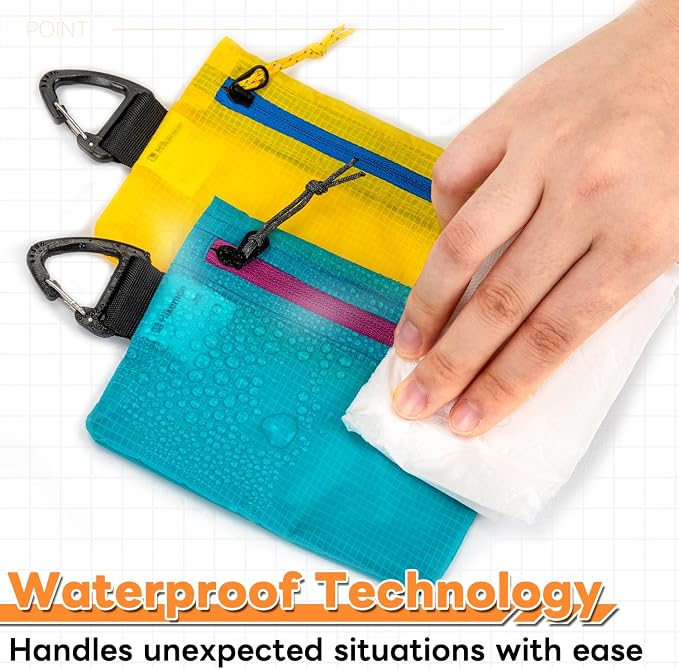 HIKEMAN small zipper pouch with clip ultralight wallet hiking waterproof for credit card and money Card Size Pouch for Hiking, Backpacking, Travel & Purse (Black)