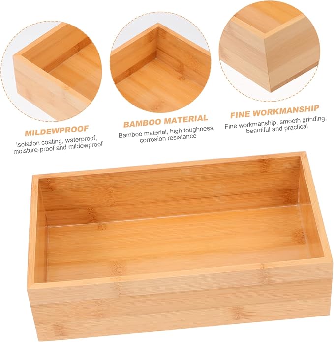 ERINGOGO Refined and Wood Desktop Storage Box for Home Organization Versatile Container for Desktop Decoration Space Saving Design Easy to Use Khaki Color