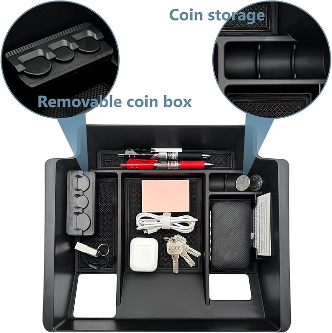 Center Console Organizer fit for GMC 2023 2024 2025 Sierra/Chevy Silverado 1500 Accessories, 2024-2025 2500HD 3500HD (Wireless Charger With Full Console w/Bucket Seats Only)