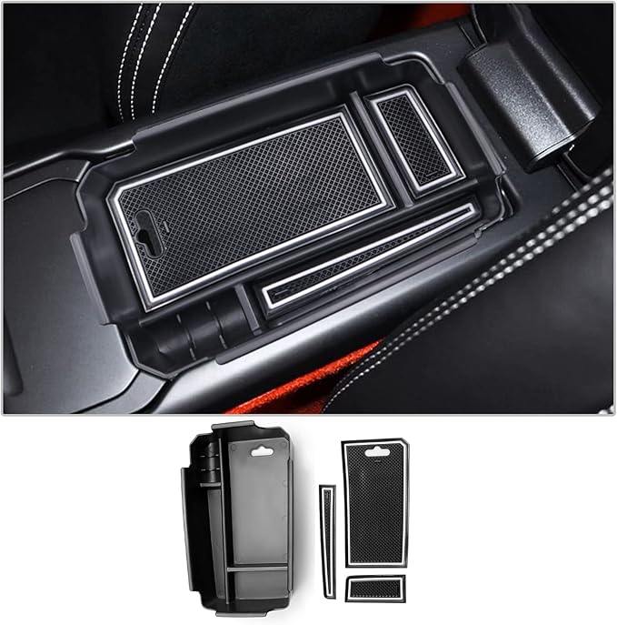 CDEFG Center Console Organizer Tray for 2019-2025 2026 Volvo XC40 Accessories ABS Black Material Armrest Insert Secondary Storage Box
