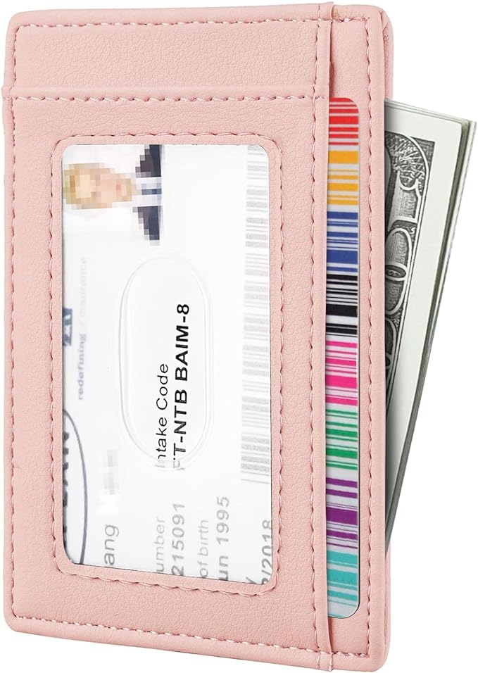 Travelambo Front Pocket Minimalist Leather Slim Wallet RFID Blocking Medium Size