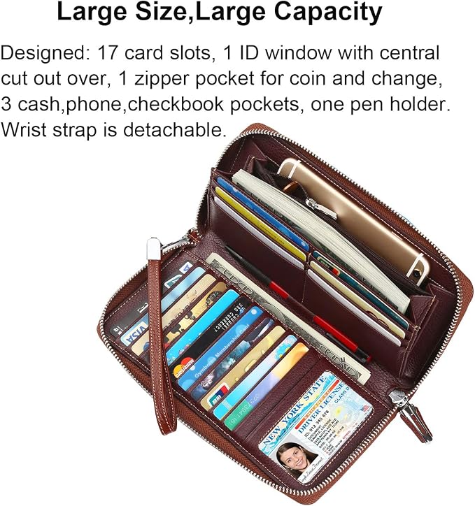 Lavemi Small Compact Women Wallet RFID Blocking Genuine Leather Bifold Purse with ID Windows