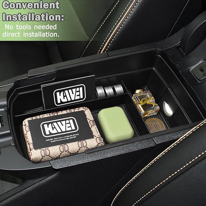 HGWEI Center Console Organizer Compatible with GMC Terrain 2018-2024 Interior Accessories Terrain SL/SLE/SLT/AT4/Denali Middle Insert Tray Armrest Storage Box with Coin Holder (NOT FOR 2025-2026)Black
