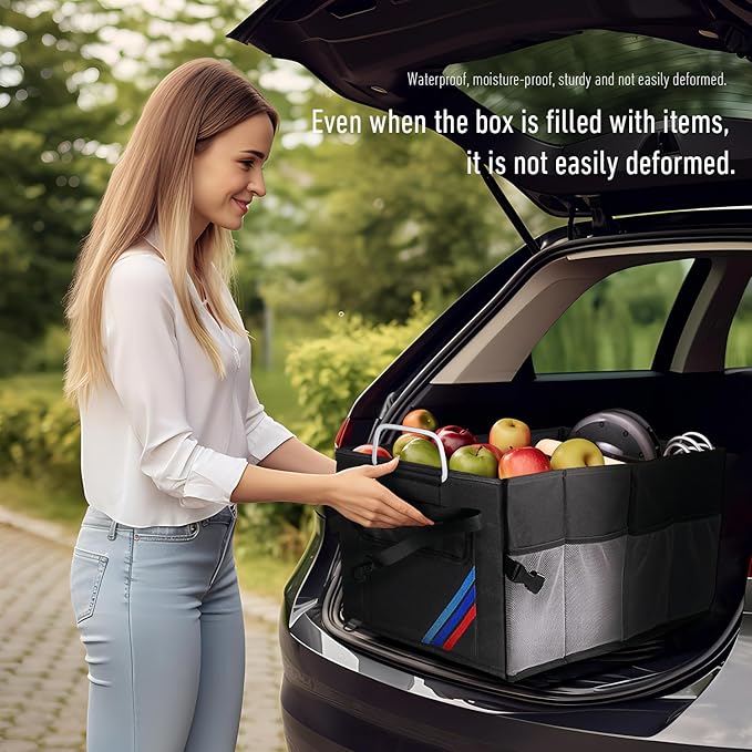 Car Trunk Organizer, Portable, Collapsible, Waterproof, Oxford Cloth, Aluminum Handle, Ideal for SUVs, Cars, Camping, Storage