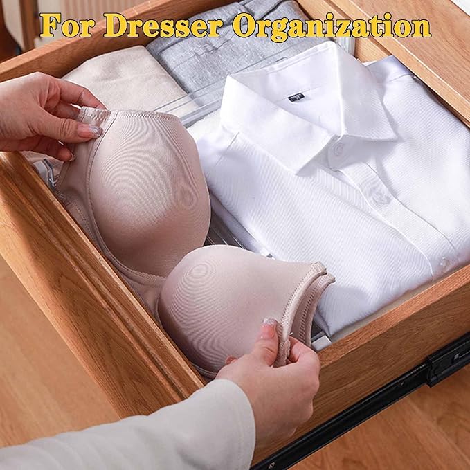 12 Pack Drawer Dividers for Clothes, 3.15" High 11.34"-19.69" Adjustable Expandable Dresser Drawer Organizer, Clear Plastic Separators for Dresser, Baby Clothing, Underwear