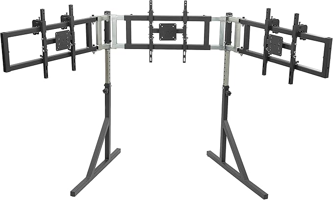 Triple Monitor Floor Stand GEN2 for Racing and Flight Simulators Model LD | for Monitors up to 100x100mm VESA Mount or 24, 27, 32, 34-39 (Triple Stand for Monitors, LD)