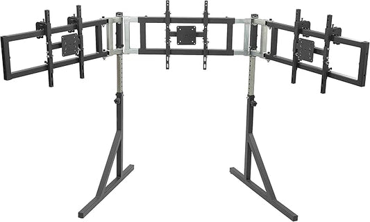 Triple Monitor Floor Stand GEN2 for Racing and Flight Simulators Model LD | for Monitors up to 100x100mm VESA Mount or 24, 27, 32, 34-39 (Triple Stand for Monitors, LD)