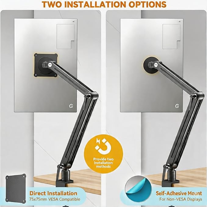 Portable Monitor Holder Mount Arm with Strong Magnetic 360° Rotating Base Bearing Over 5LBS Compatible with 12.9/14.6/15.6/17.3/18.5 inch iPad Pro/Mini/Air/Surface/Samsung