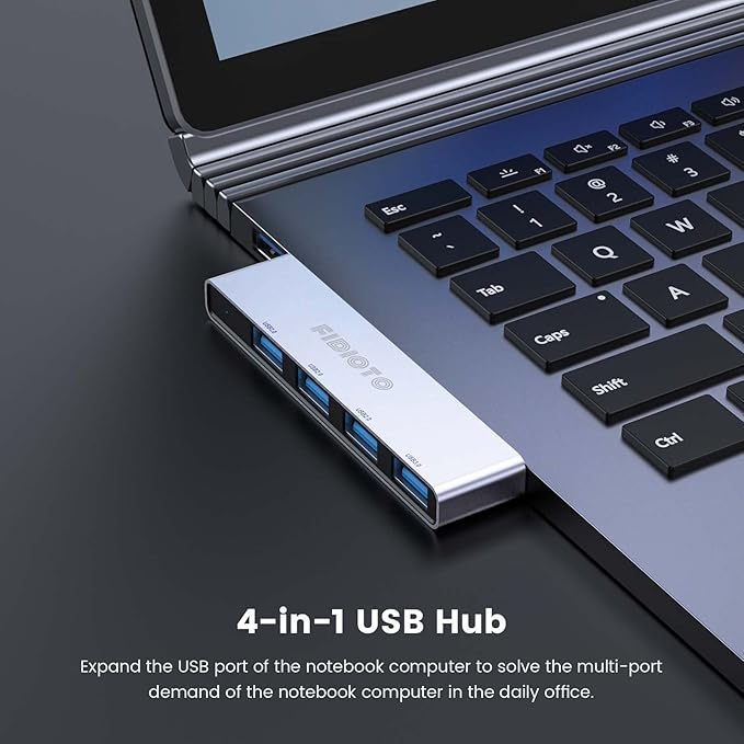 Small USB Hub, Fidioto 4 Port USB Adapter(1 * 3.0 Hub, 3 * 2.0 Hub), Multi USB Port Expander for Laptop, iMac Pro, MacBook Air, Mac mini/Pro, Notebook PC, USB Flash Drives and Mobile HDD Etc.