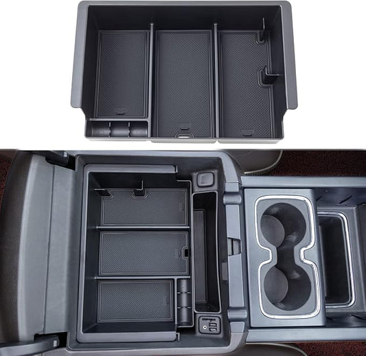 JKCOVER Compatible with Chevy Silverado/GMC Sierra 2014-2018 and Chevy Tahoe Suburban/GMC Yukon 2015-2020 Center Console Organizer Tray Accessories-Full Console w/Bucket Seats ONLY - (Black Trim)